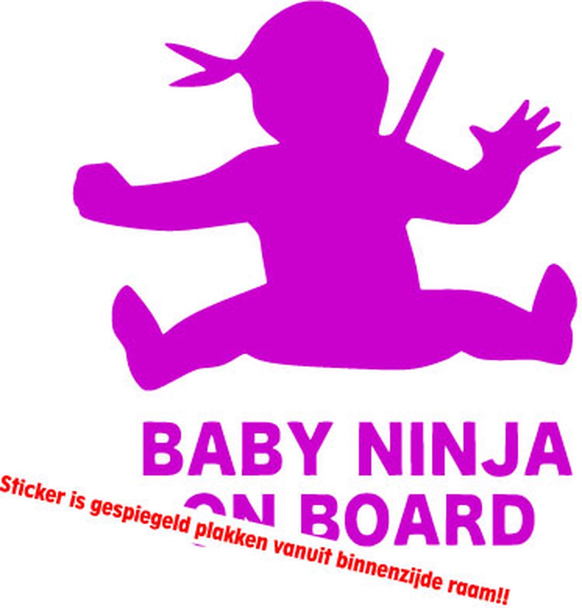 Autotoebehoren - Stickerloods Baby Ninja on Board Raamsticker -autoraamsticker- On Board Sticker 13x15cm