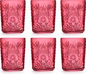 Libbey Drinkglas Atik Candy Pink - 350 ml / 35 cl - 6 Stuks - Vaatwasserbestendig - Vintage design - Hoge kwaliteit