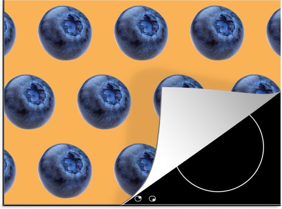 KitchenYeah® Inductie beschermer 70x52 cm - Blauwe bes - Oranje - Patroon - Kookplaataccessoires - Afdekplaat voor kookplaat - Inductiebeschermer - Inductiemat - Inductieplaat mat