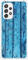 Shockproof Case Geschikt voor Samsung Galaxy A53 5G Telefoonhoesje met doorzichtige rand Wood Blue