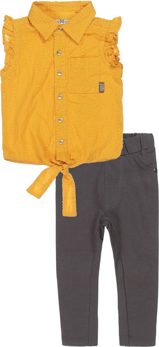 Koko Noko - Kledingset(2delig) - Broek bruin - Blouse geel - Maat 104