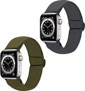 2 Stuks | Elastische Solo Loop horlogebanden | Compatibel met Apple Watch 42 mm - 44 mm | Gevlochten Nylon Sportbanden | Verstelbare Vervangingsbanden | Duurzaam, Licht en Sterk | Compatibel met Apple Watch Series 7/6/5/4/3/2/1/SE |Unisex |