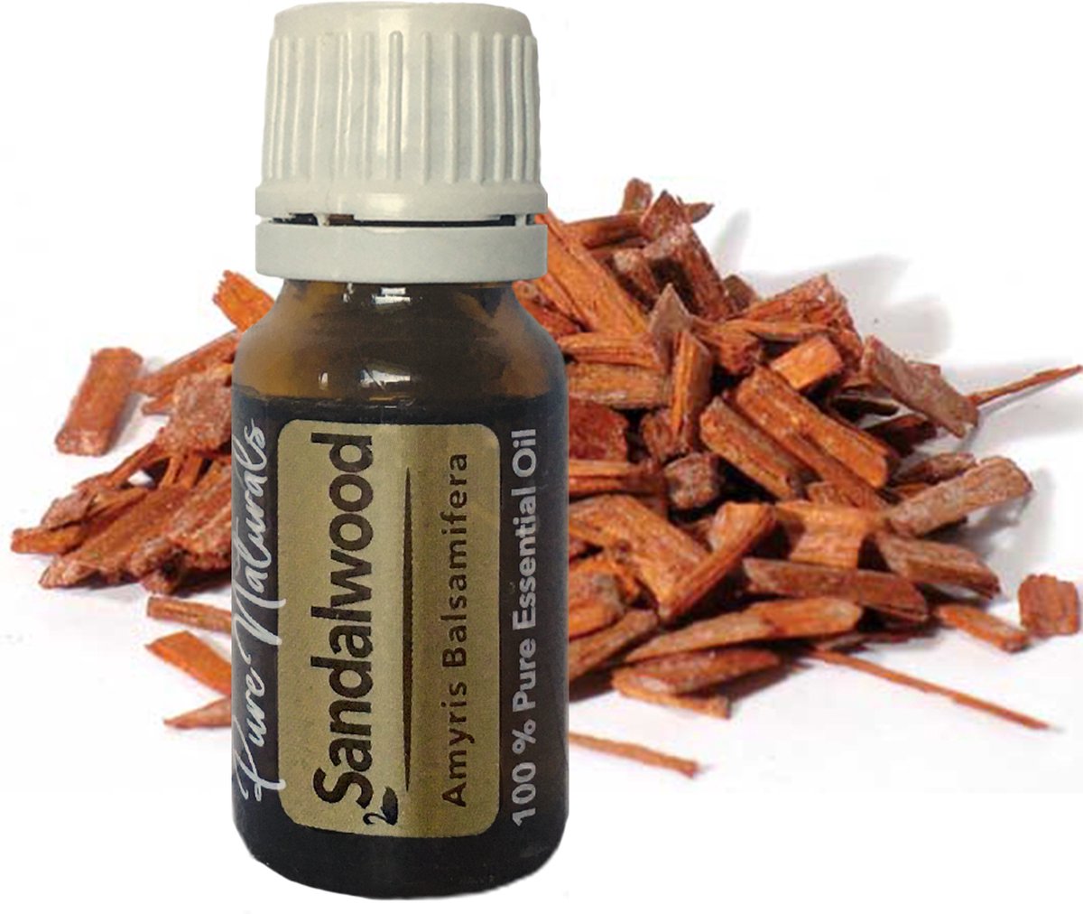 Goedkoopste Essentiële Olie Aromatherapie - Biologisch - Sandalwood (Sandelhout) - Flesje 10ml - Pure Naturals