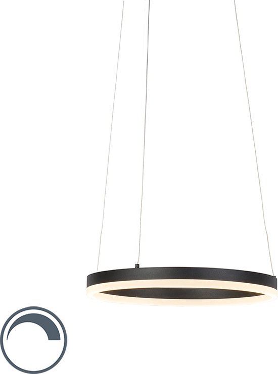 Paul Neuhaus anello - Moderne LED Dimbare Hanglamp met Dimmer - 1 lichts - Ø 400 mm - Zwart - Woonkamer | Slaapkamer | Keuken