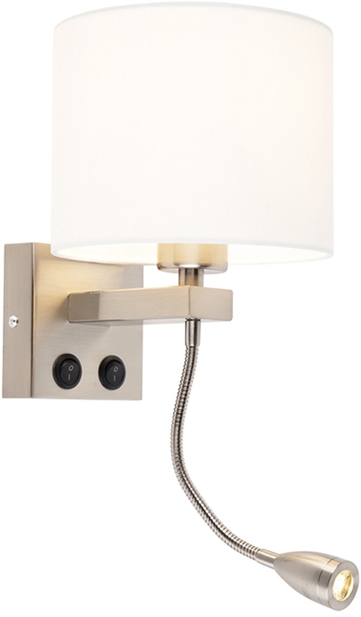 Qazqa moderne wandlamp - Brescia Combi - wit, rond, max. 60W, geschikt voor led, 2-lichts, 42cm, ideaal als keuken, slaapkamer en woonkamer lamp
