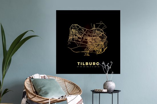 Stickers muraux - Plan de la ville - Tilburg - Carte - Carte - 100x100 cm - Feuille adhésive XXL