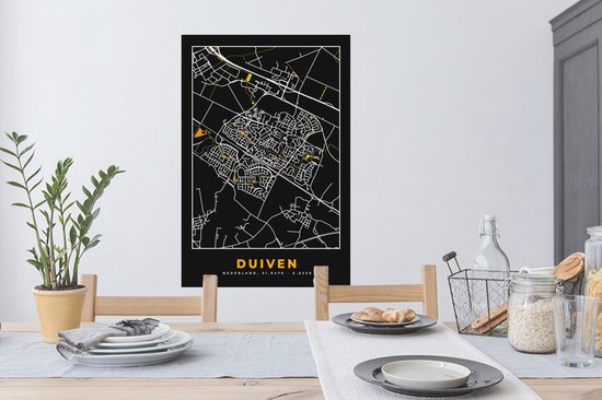 Stickers muraux - Pigeons - Black and Gold et Or - Plan de la ville - Carte - Carte - 60x90 cm - Film adhésif