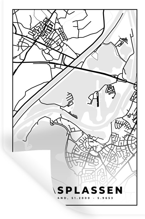 Muurstickers - Sticker Folie - Plattegrond - Kaart - Stadskaart - Maasplassen - 20x30 cm - Plakfolie - Muurstickers Kinderkamer - Zelfklevend Behang - Zelfklevend behangpapier - Stickerfolie
