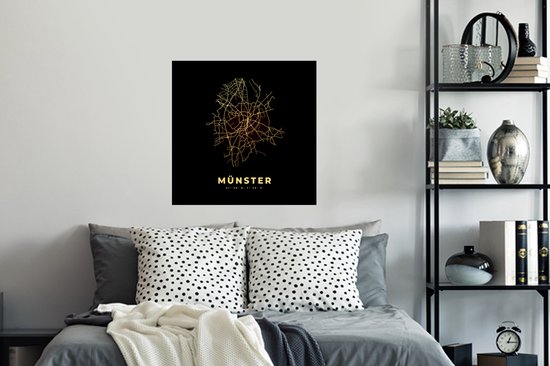 Stickers Stickers muraux - Or - Münster - Carte - Plan de la ville - Plan d'étage - 80x80 cm - Feuille adhésive