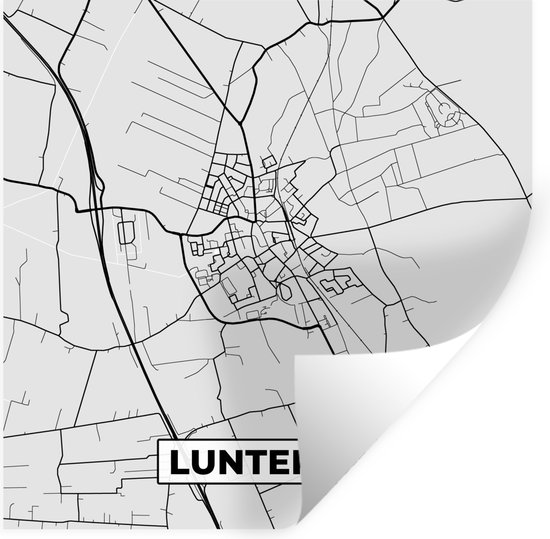 Stickers muraux - Lunteren - Plan de la ville - Carte - Carte - Nederland -Bas - Wit - 100x100 cm - Feuille adhésive XXL