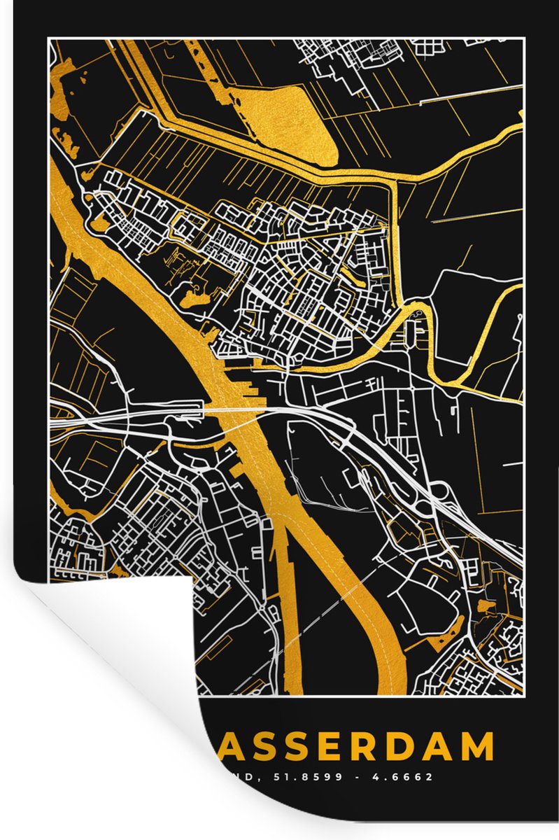 Muurstickers - Sticker Folie - Plattegrond - Alblasserdam - Kaart - Stadskaart - 40x60 cm 