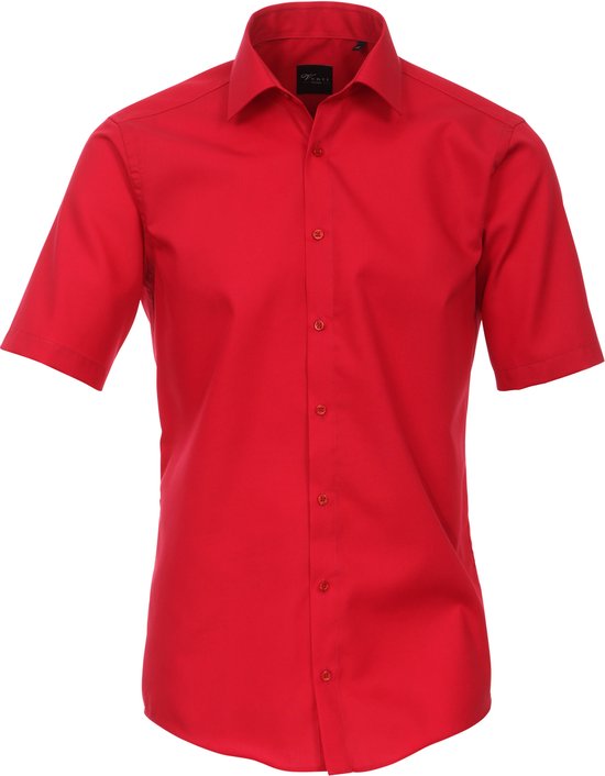 Chemise VENTI modern fit - manches courtes - popeline - rouge - Repassage facile - Taille côtes : 39