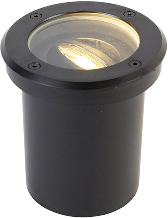 QAZQA delux – moderne grondspot – 1 lichts – Ø 13 cm – zwart