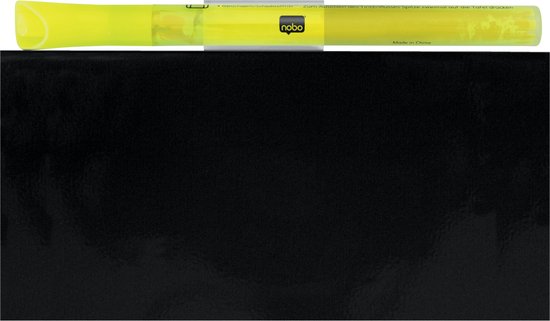 Close-up van een zwart whiteboard met een gele marker en montagebeugel. "Made in China" zichtbaar.