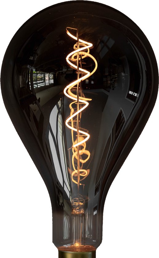 Zering XXL - LED lamp - Ø16cm - PS52 - E27 fitting - Filament lamp - Edison lamp - Zwart glas