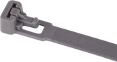 Kortpack - Hersluitbare Kabelbinders/Tyraps - 100mm lang x 7.6mm breed - Grijs - 100 stuks - Treksterkte: 22.2KG - Bundeldiameter: 22mm - Bundelbandjes - (099.1027)