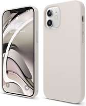 Silicone Case Compatibel met iPhone 12 Case & compatibel met iPhone 12 Pro Case (6.1"), hoogwaardige siliconen, bescherming rondom telefoonhoes: 3-laags structuur beschermhoes (taupe)