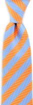 We Love Ties - Stropdas oranje - blauw gestreept - geweven polyester - oranje / lichtblauw