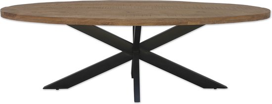 Omerta - Eettafel - ovaal - 240cm - mango - naturel - stalen Spider-poot - zwart gecoat