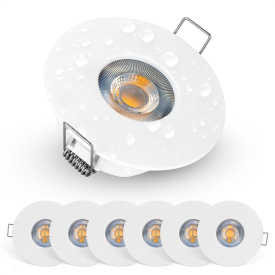 Emos Exclusive IP44 LED-Inbouwspots / Badkamerverlichting / 3000K Set van 6 Ronde Spots 5W / 370 Lumen / Warm Wit Ultradunne IP44 LED-Module…