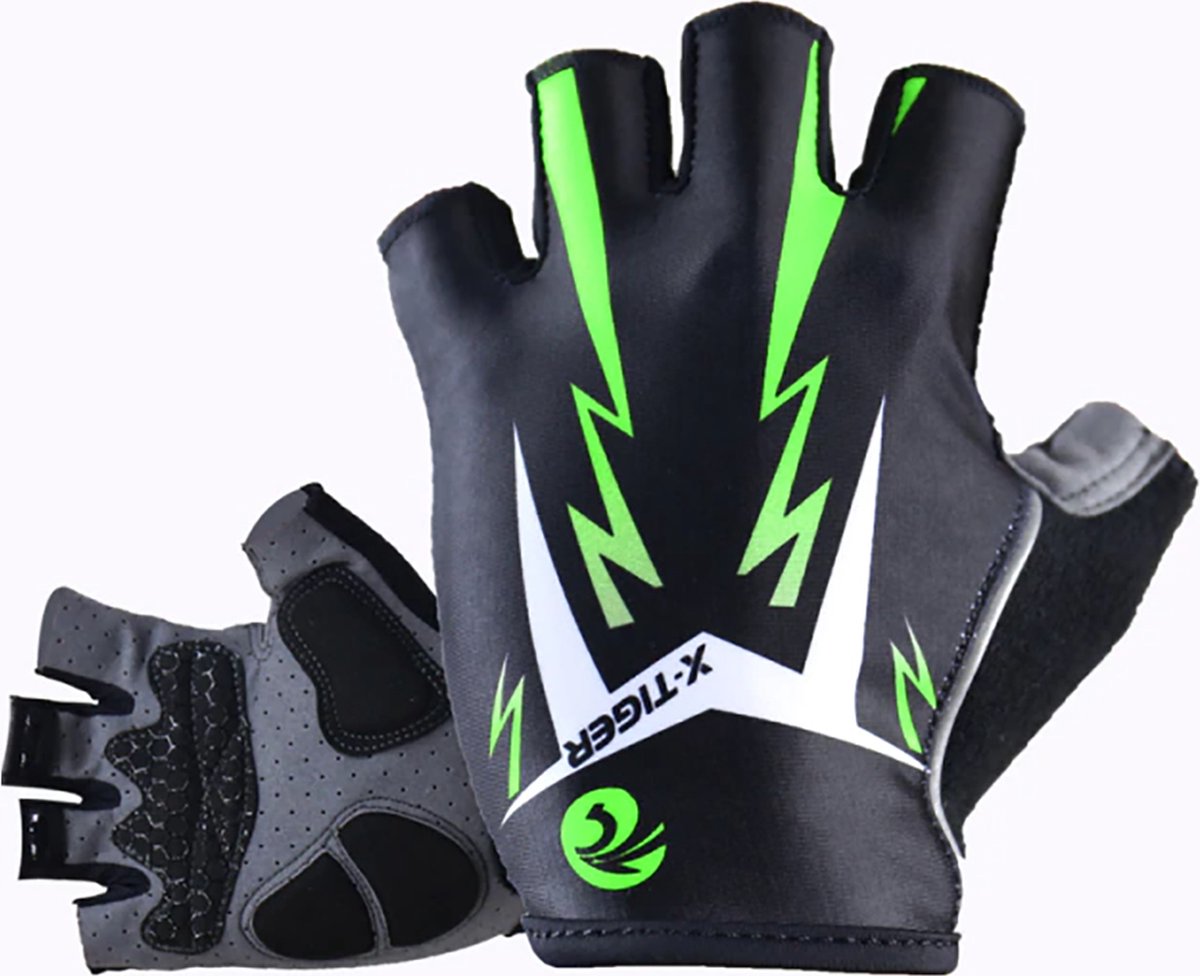 Fietshandschoenen XL - Wielrenhandschoenen - Handschoenen Voor Racefiets & Mountainbike - Anti Slip - Reflecterend - Groen/Zwart