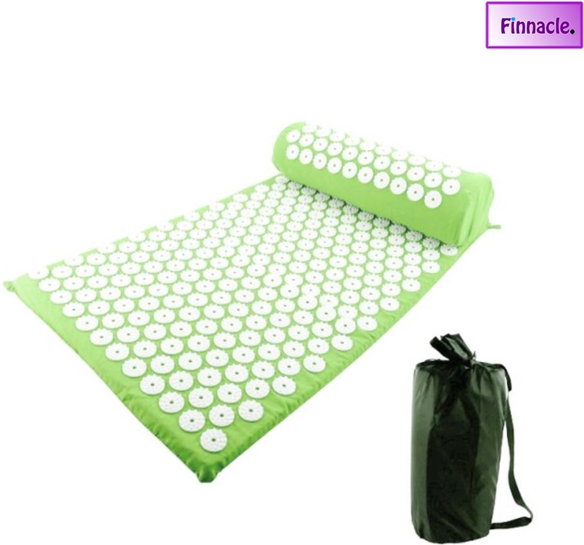 Goedkoopste Finnacle - 73X42.5 cm Yoga - Acupressuur Mat En Kussen Set - Licht groen - Nek Voet Massager Pijn Stress Acupunctuur mat