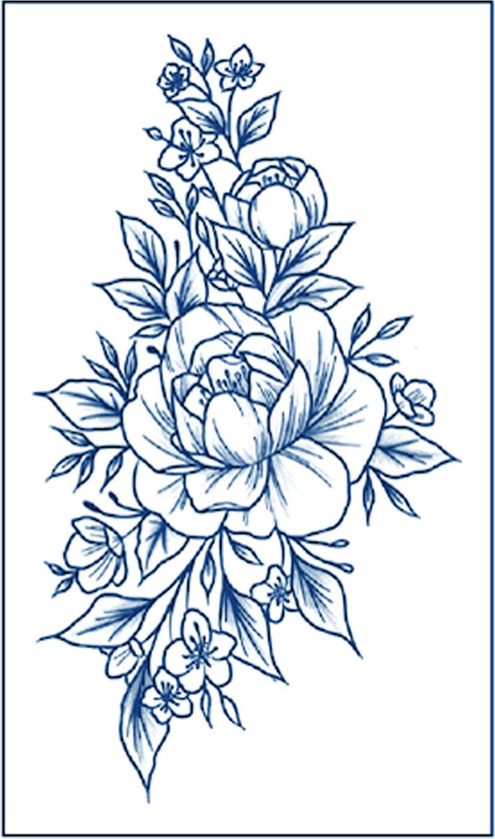 Jagua Henna neptattoo- Bloemen en bladen 3- Carnaval-Tijdelijke plak tattoo-Nep tatoeage-FST254