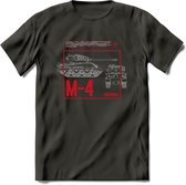 M4 Sherman leger T-Shirt | Unisex Army Tank Kleding | Dames / Heren Tanks ww2 shirt | Blueprint | Grappig bouwpakket Cadeau - Donker Grijs - 3XL