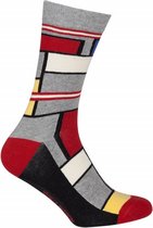 Le Patron Casual sokken Grijs Rood / Classic Jersey look  - 35/38