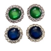 2 Paar-Oorclips-Groen-Blauw-1.5 cm-Kunststof-Geen gaatje-Charme Bijoux