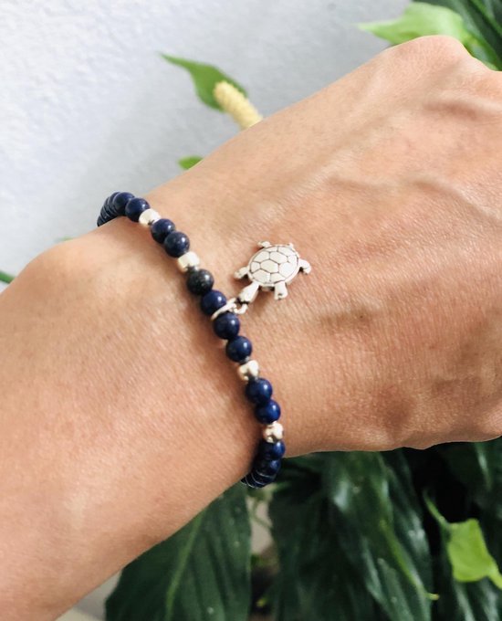 Zwart Onyx schildpad armband dames 925 zilver