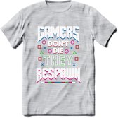 Gamers don't die T-shirt | Gaming kleding | Grappig game verjaardag cadeau shirt Heren – Dames – Unisex | - Licht Grijs - Gemaleerd - S