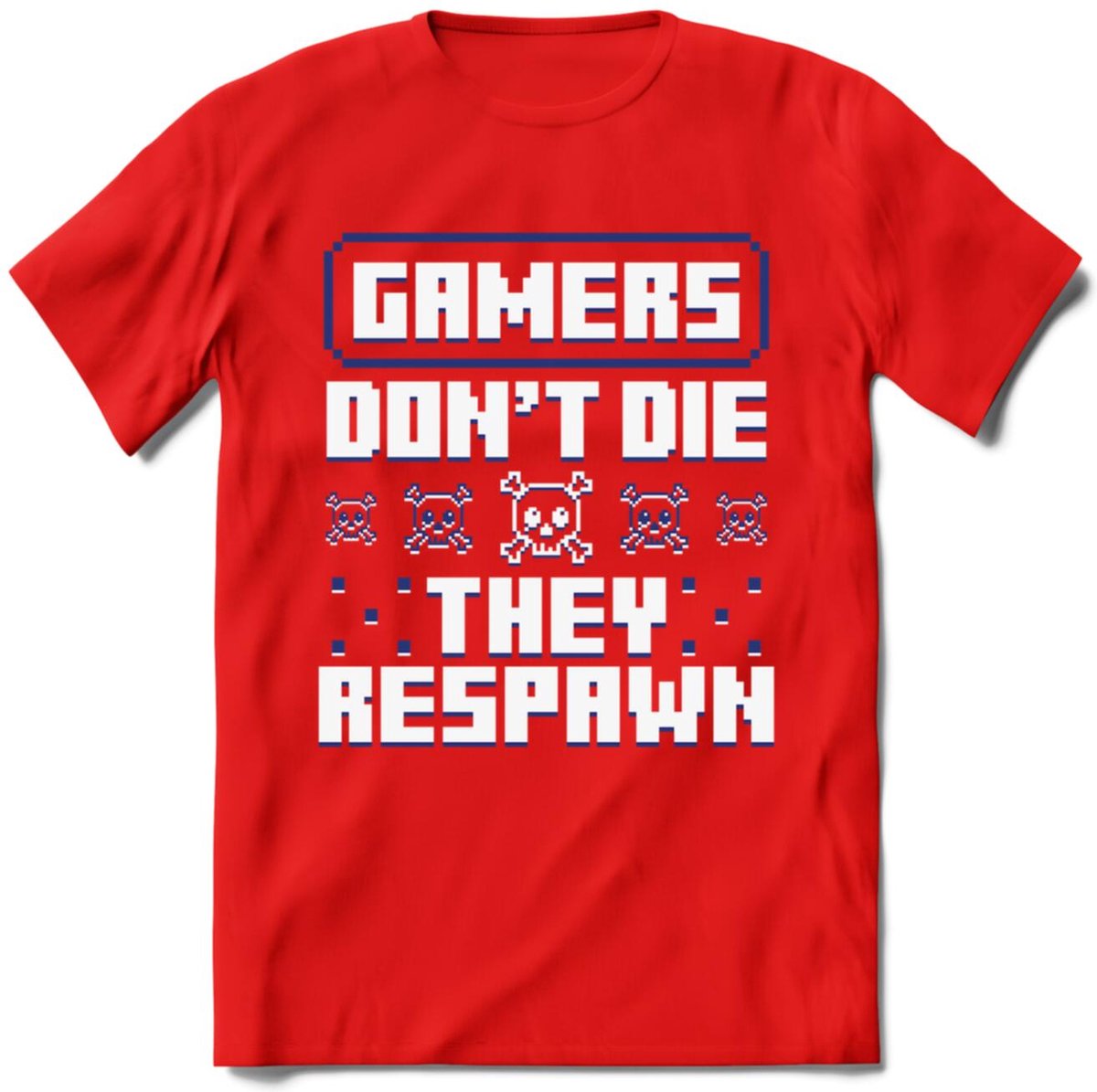 Gamers don't die pixel T-shirt | Donker Blauw | Gaming kleding | Grappig game verjaardag cadeau shirt Heren – Dames – Unisex | - Rood - XL