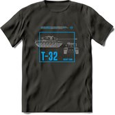 T32 Heavy tank leger T-Shirt | Unisex Army Tank Kleding | Dames / Heren Tanks ww2 shirt | Blueprint | Grappig bouwpakket Cadeau - Donker Grijs - 3XL