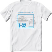 T32 Heavy tank leger T-Shirt | Unisex Army Tank Kleding | Dames / Heren Tanks ww2 shirt | Blueprint | Grappig bouwpakket Cadeau - Wit - 3XL