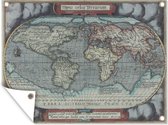 Muurdecoratie buiten Wereldkaart - Vintage - Atlas - 160x120 cm - Tuindoek - Buitenposter