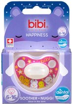Bibi Happiness Fopspeen Dental Glow In Dark Roze (6-16 Maanden)