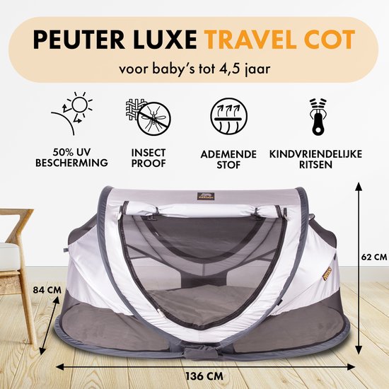 Deryan Peuter Luxe Campingbedje – Inclusief zelfopblaasbare matras - Silver
