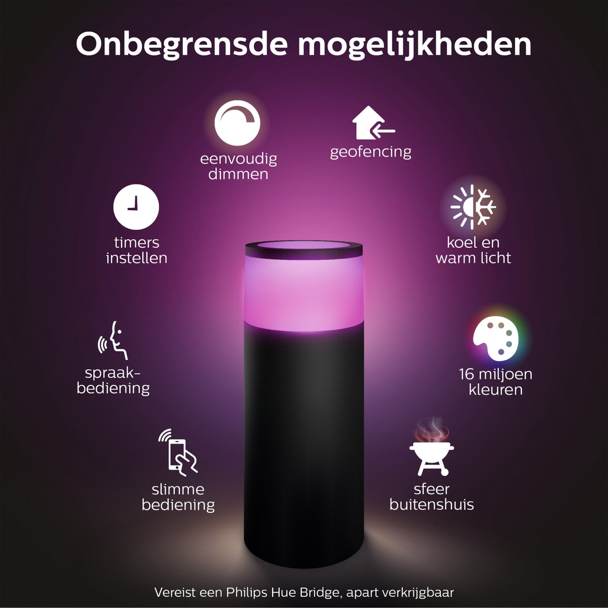 Philips Hue Calla sokkellamp - wit en gekleurd licht - zwart - laag