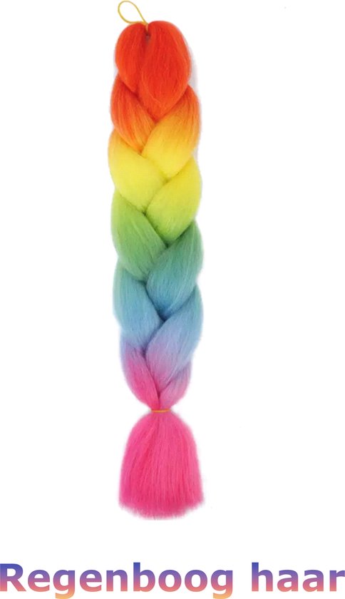 haar vlecht nephaar invlechten - 60cm - Rainbow Unicorn hair - braid | bol.com