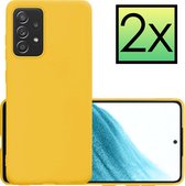 Samsung Galaxy A53 Hoesje Back Cover Siliconen Case Hoes - Geel - 2x