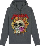 Metallica Hoodie/trui -L- Skull Flower Washed Zwart