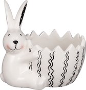 Oneiro’s Luxe Pot konijn wit - L12xB8xH11cm – decoratie – pasen – paasdecoratie – paashaas – eieren – has – kip – gekleurde eieren – paastak – lente – feestdecoratie