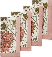 Bungalow set van 4 katoenen servetten Sitapur Sandstone | 45 x 45 cm