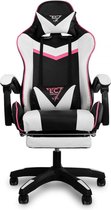 StayPowered Ultra C1 Gaming Stoel - Zwart / Wit / Roze - 360° Draaibaar - Met Kussens