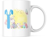 Paas Mok konijnen oren pasen I blauw | Paas cadeau | Pasen | Paasdecoratie | Pasen Decoratie | Grappige Cadeaus | Koffiemok | Koffiebeker | Theemok | Theebeker