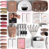 PINK MILK® X Azalea® Voorgevulde Acryl Nail Extensions - French Manicure - Preshaped - Starter Set met 20 caps - Protean Bond & Glass Seal, 20 Gevulde Nagels, Manicure Tools, Nailb