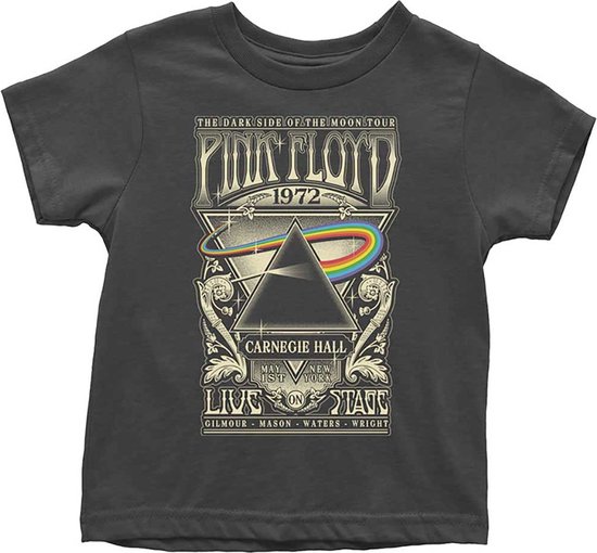 Pink Floyd - Carnegie Hall Poster Kinder T-shirt - 12 maanden - Zwart