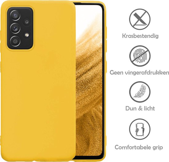 Coque Samsung A53 avec 2x protections d'écran - Coque Samsung Galaxy A53 - Coque Samsung A53 en Siliconen avec 2x protections d'écran - Jaune