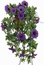 Kunstplant Petunia Donkerpaars - L 50cm - Terra sierpot - Mica Decorations